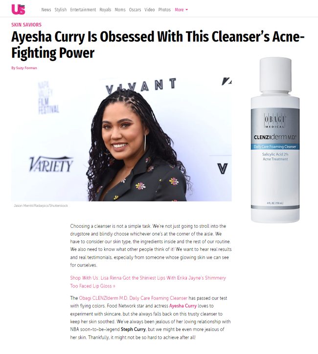 Ayesha Curry’s Obagi Skincare Routine – US Weekly